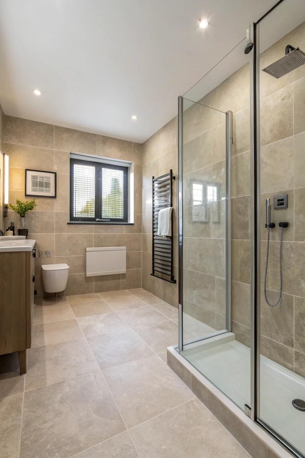 Porcelain tiles offer both style and practicality for your wet room.