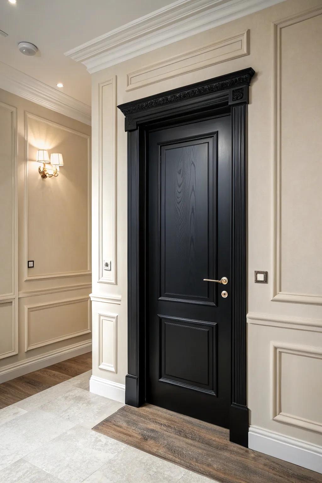 A classic black interior door enhances the elegance of any room.
