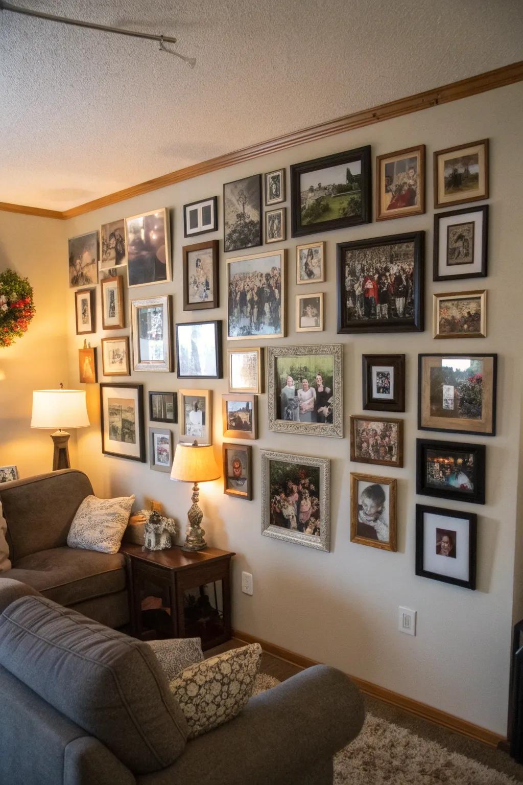 A memorable wall showcasing a decade filled with love and laughter.