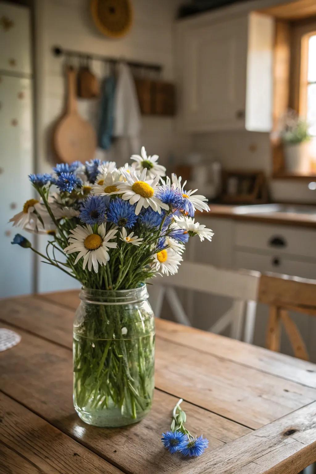 An unassuming country jug is reborn as an appealing wildflower display.