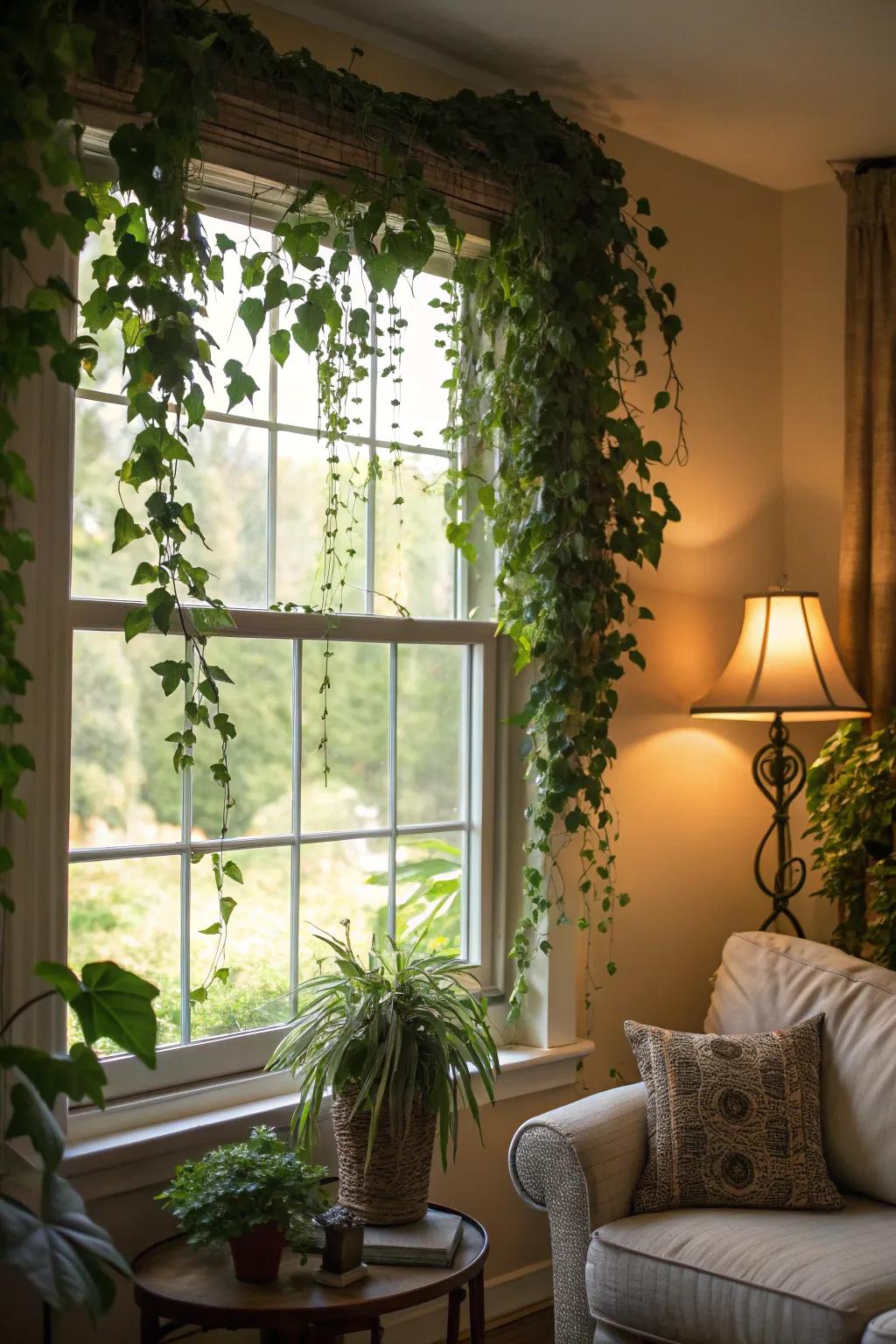 Enhance your windows with verdant foliage for a refreshing, organic atmosphere.