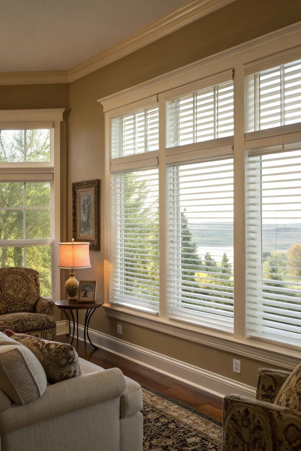 Timeless blinds enhance the allure of casement windows.