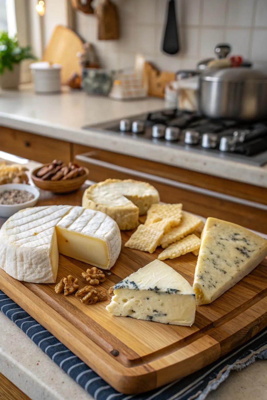 An enticing array of cheeses just waiting to be savored.