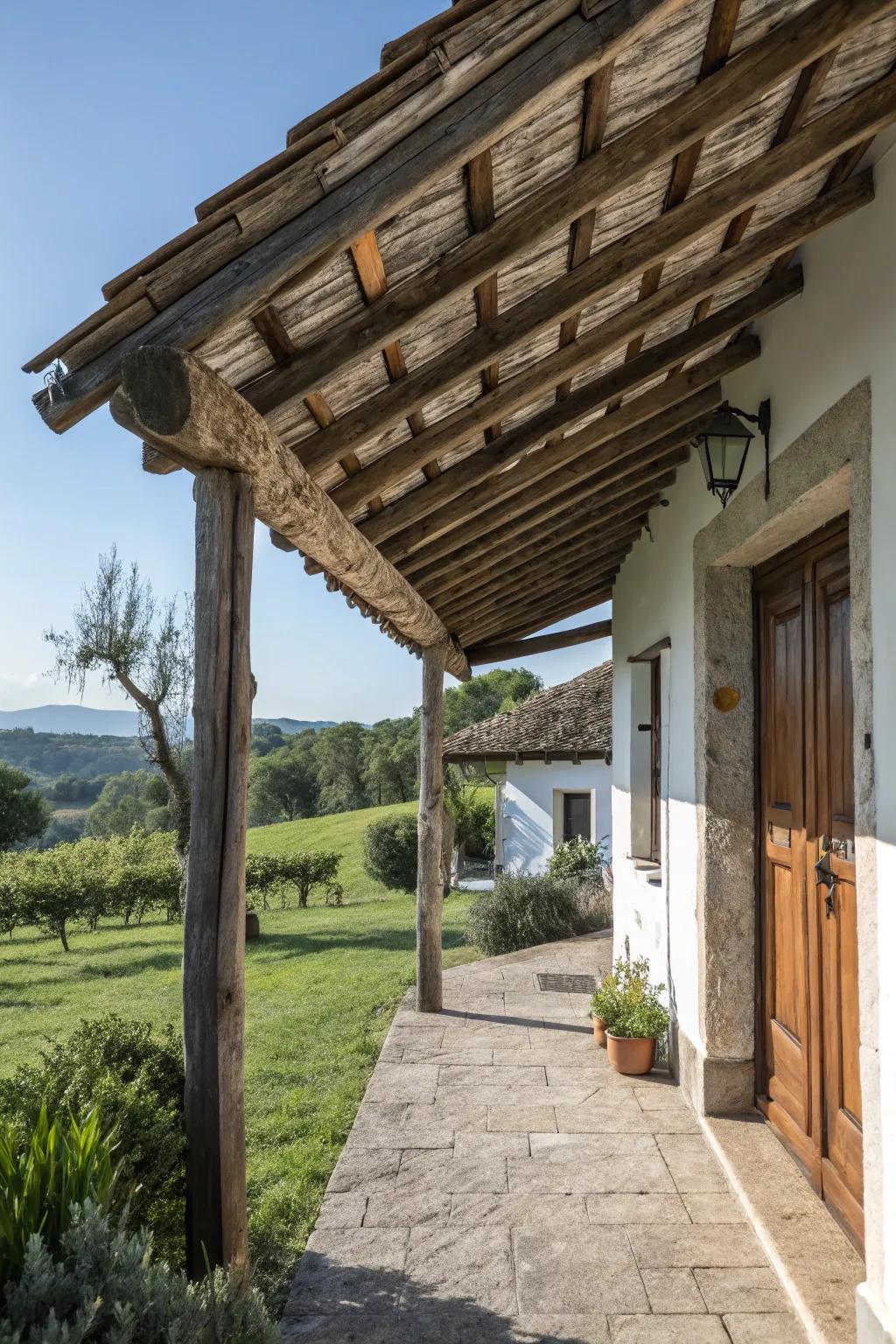 Woodland beams create a charming shelter.