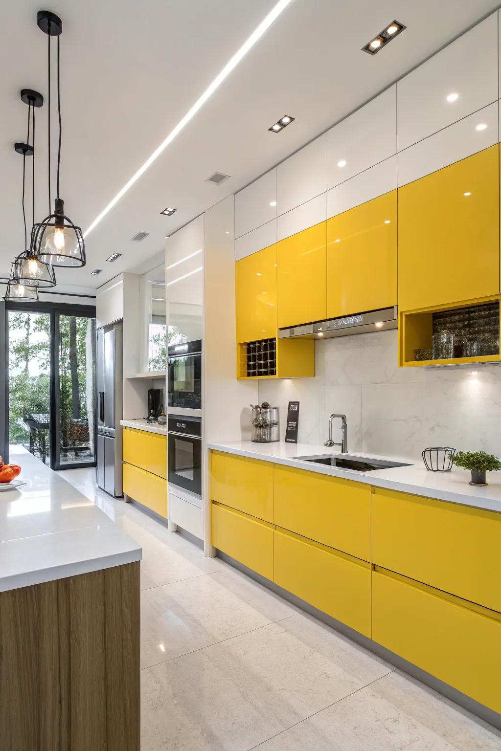 Bold yellow cabinets serve as a captivating focal point in any kitchen.