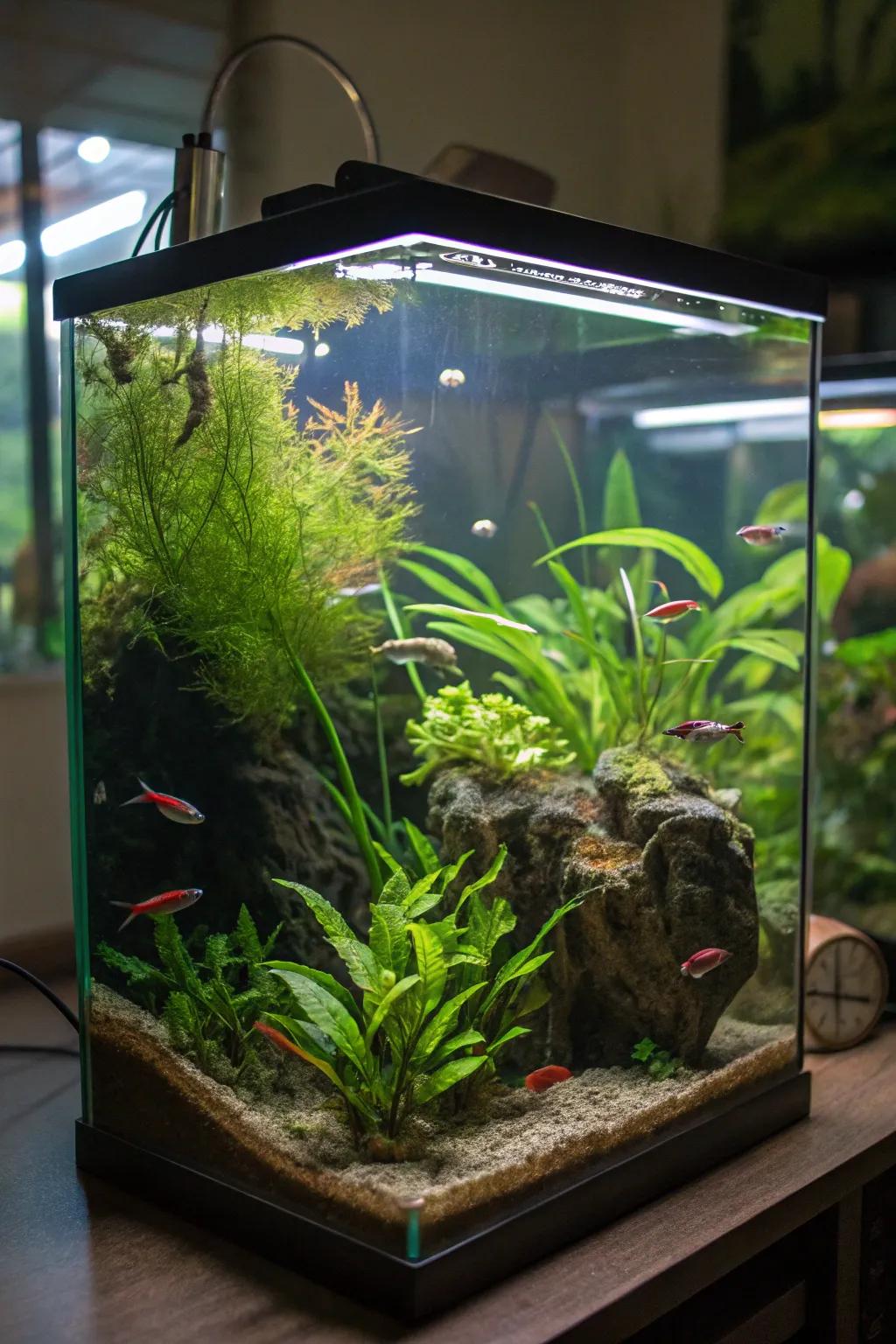 Go into a small-scale jungle exploration with your aquarium.