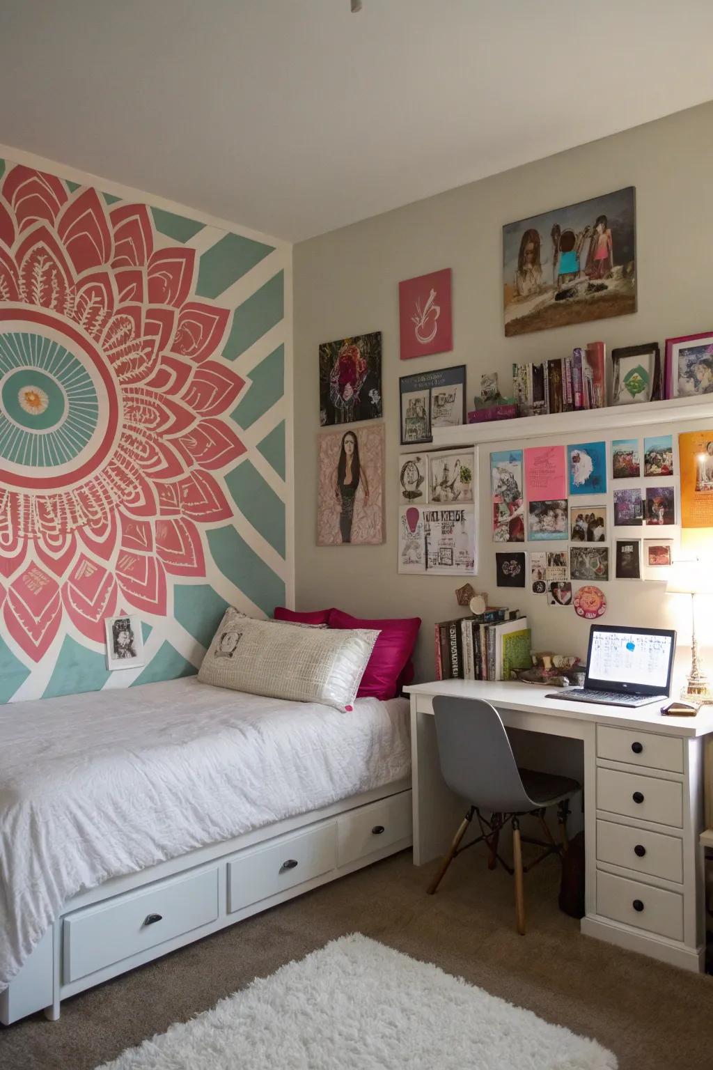 A striking piece of mural art injects drama and vogue.