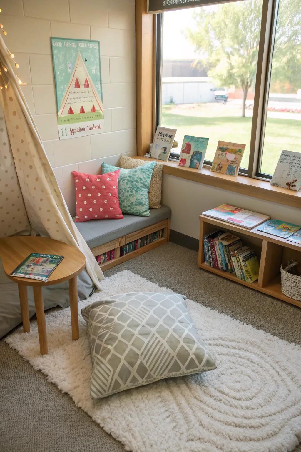 A cozy reading nook inviting students to dive into books
