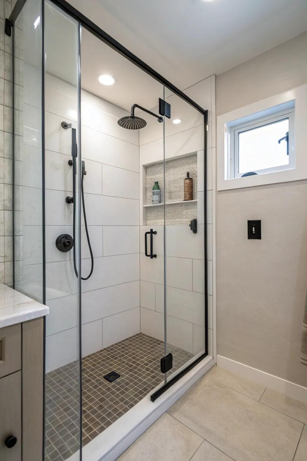 New designs add class and use to a small shower.