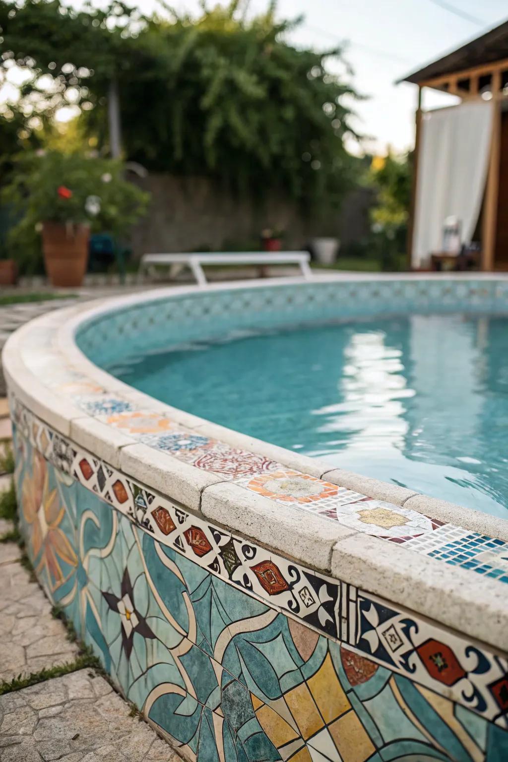 Tiles add a burst of color and texture to your pool area.
