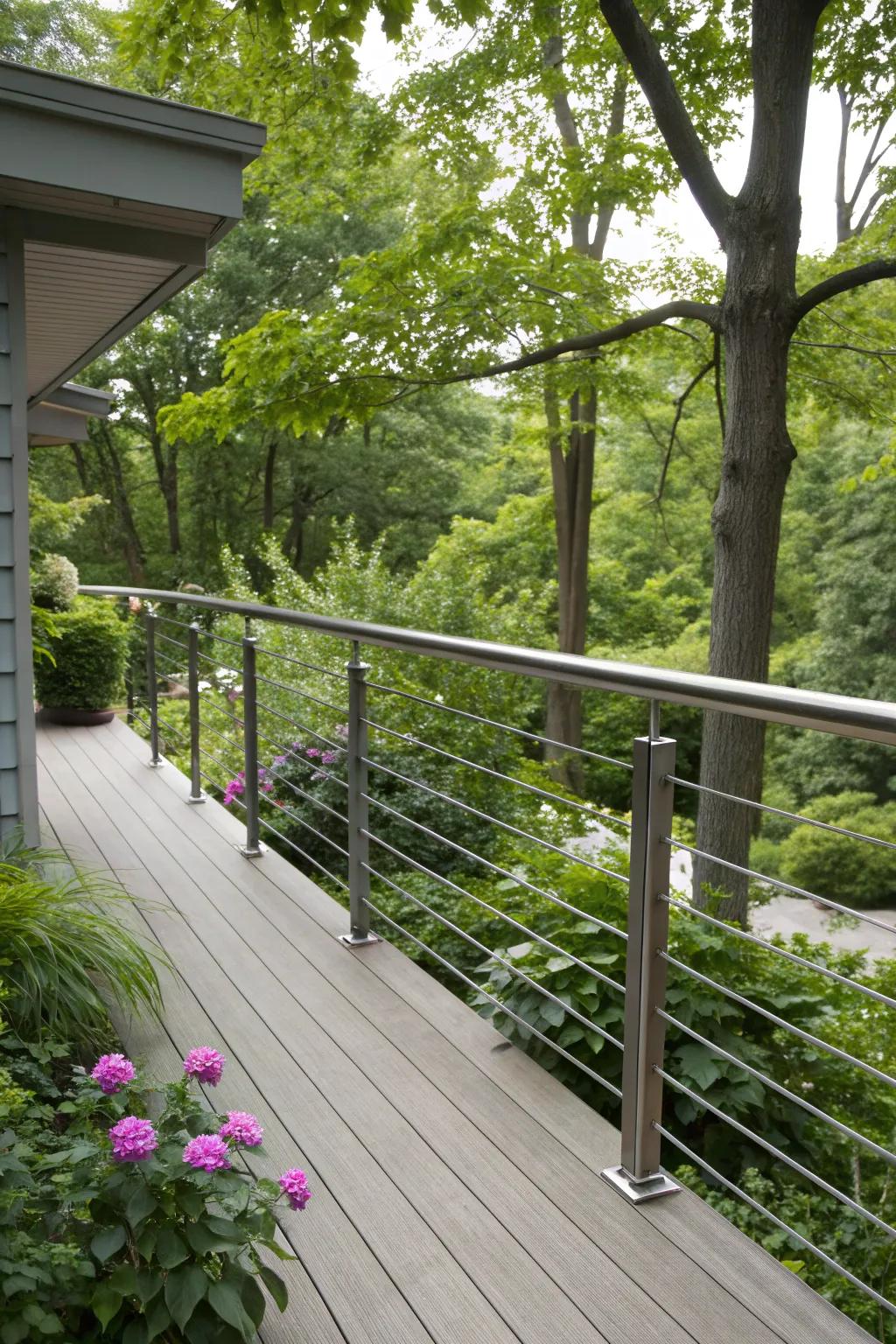Sustainable aluminum borders blending with natural surroundings.