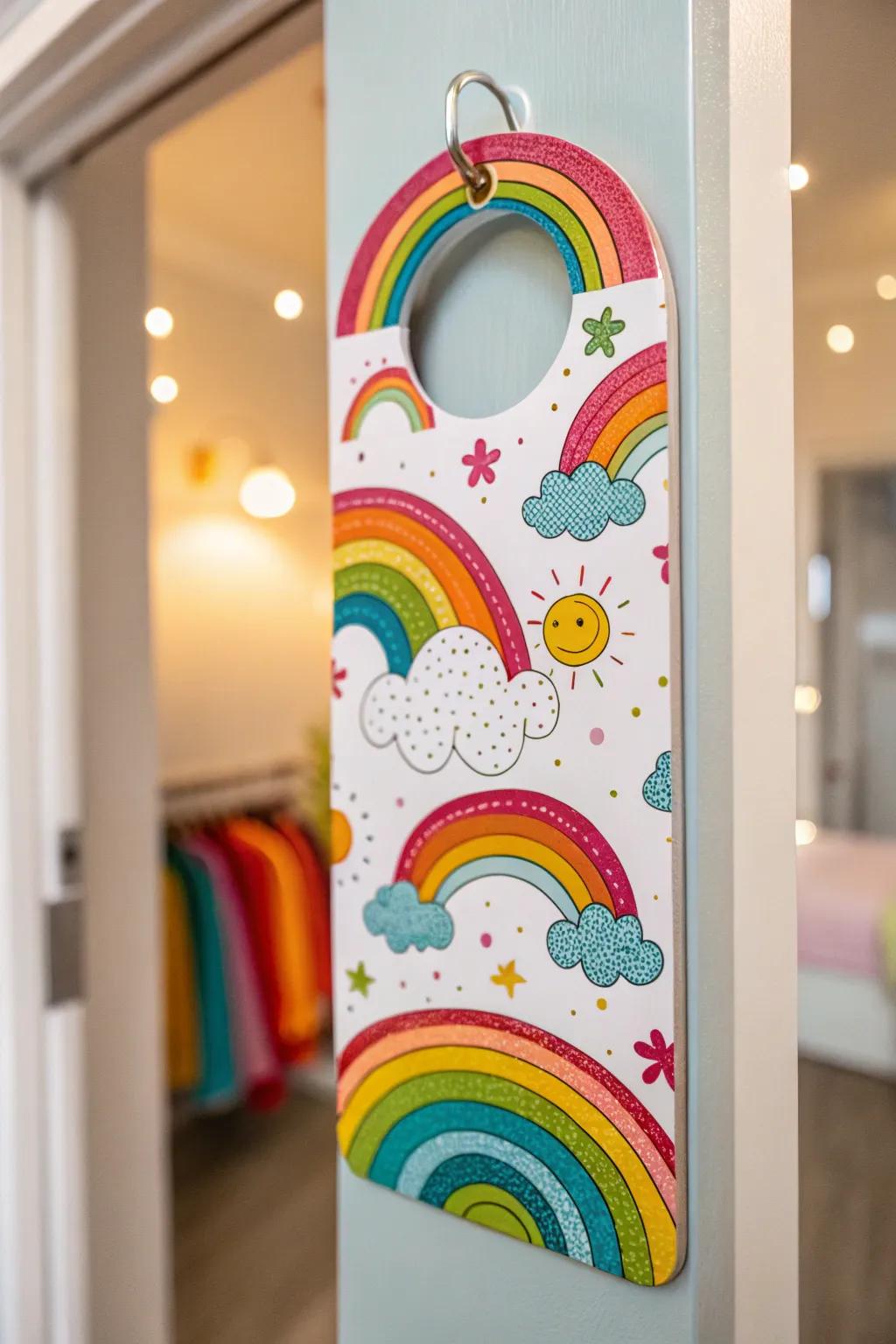 A joyful rainbow-inspired door adornment full of color and happiness.