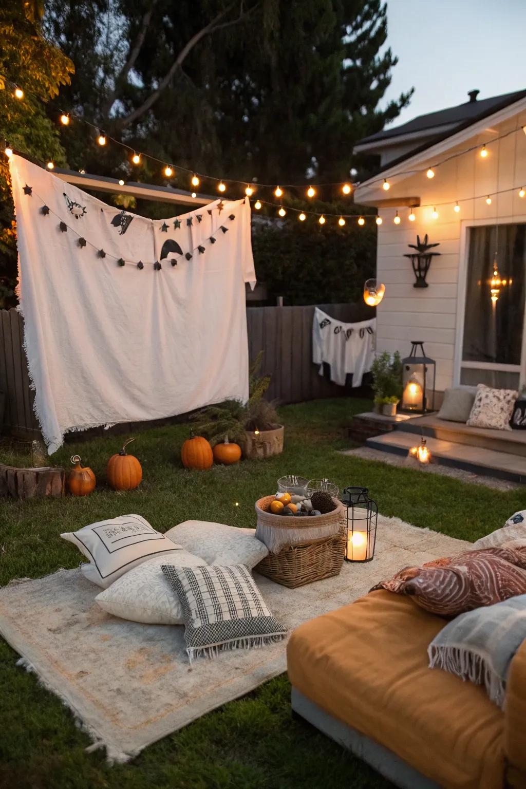 Appreciate a classic Halloween film under the stars for a memorable night.