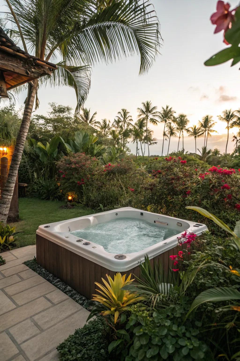 A tropical theme transforms your bubble spa into an exotic escape.