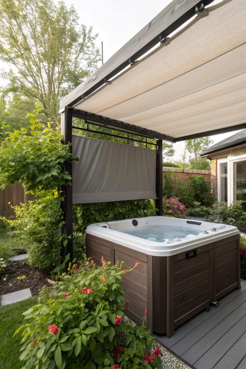 Open-air shutters offer adaptable privacy and protection from the sun.