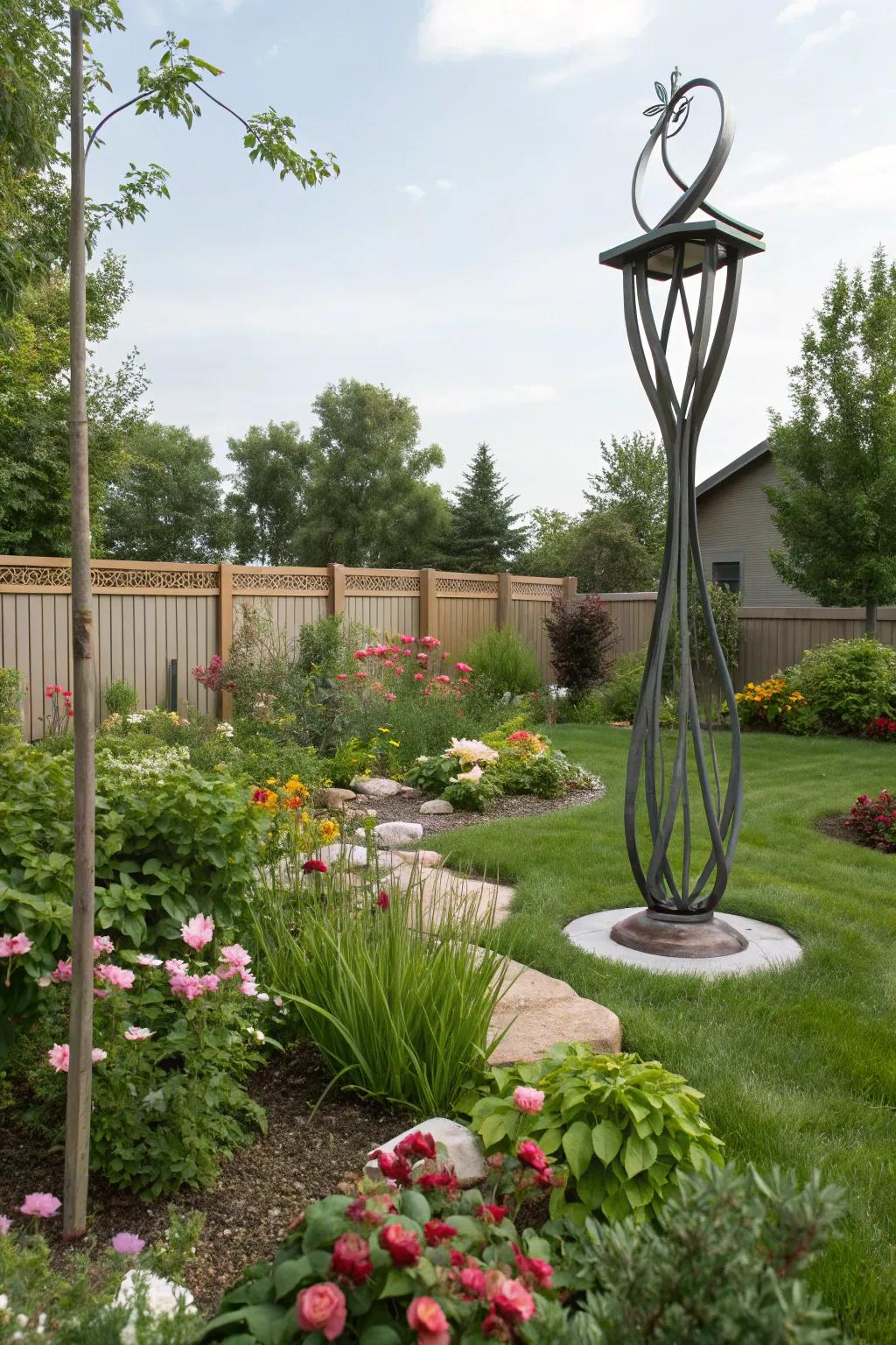A garden sculpture adds artistic charm to your outdoor space.