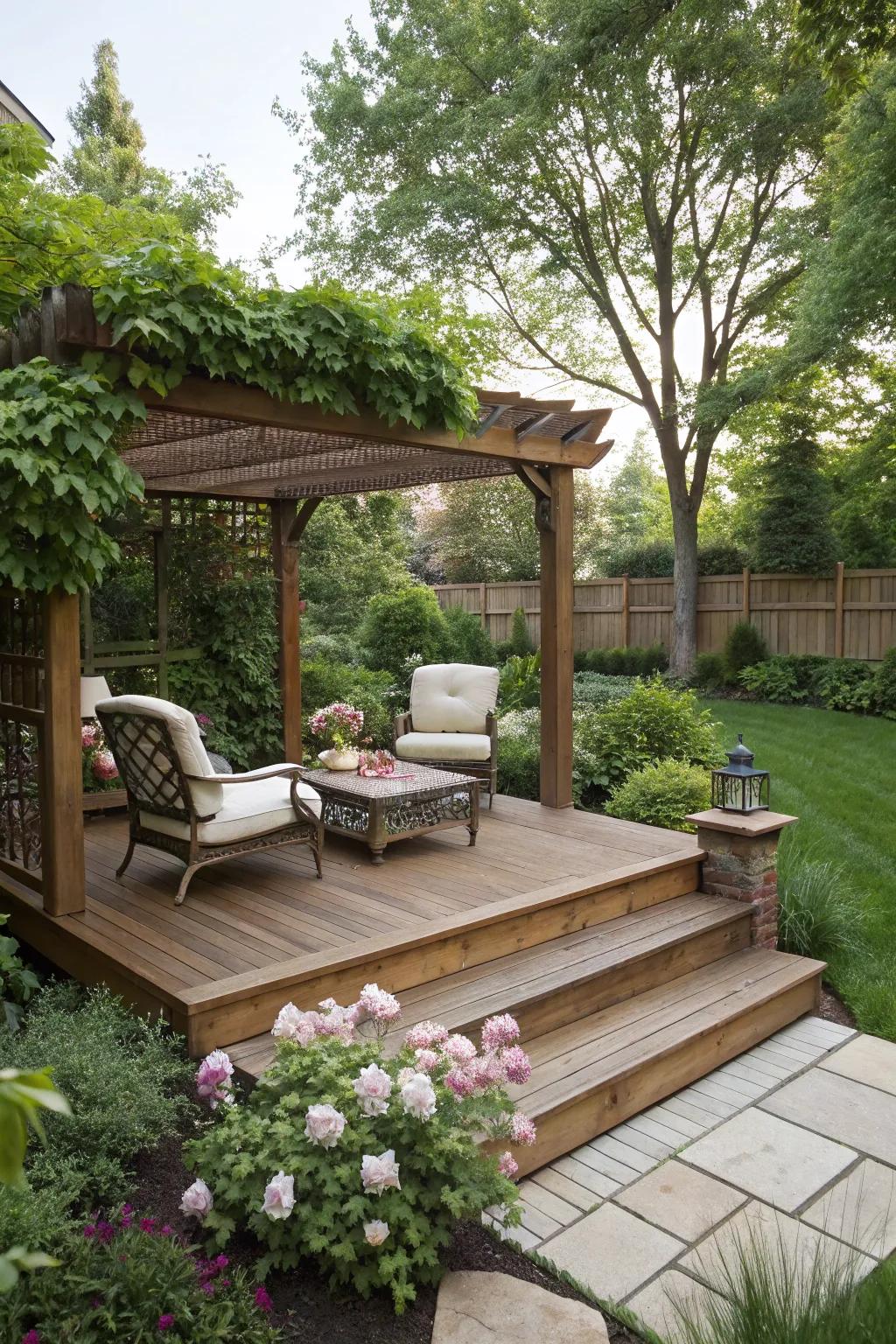 A raised platform adds depth and character.