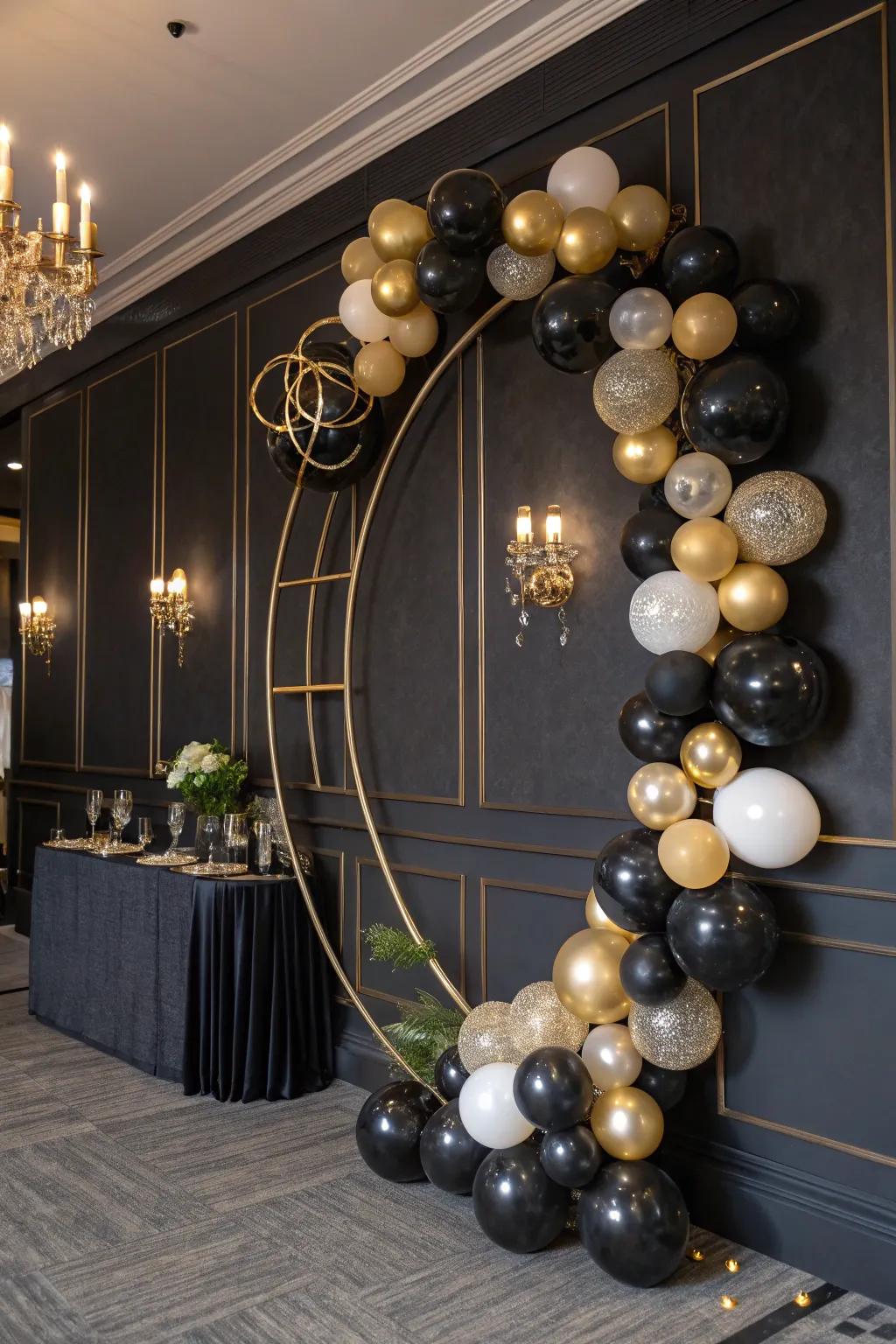 Black and gold create a chic and sophisticated atmosphere.