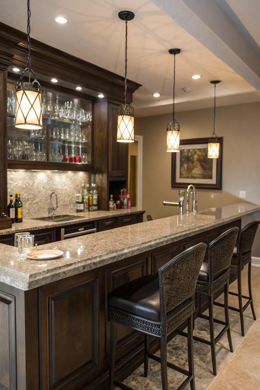 Natural rock adds elegance to your bar.