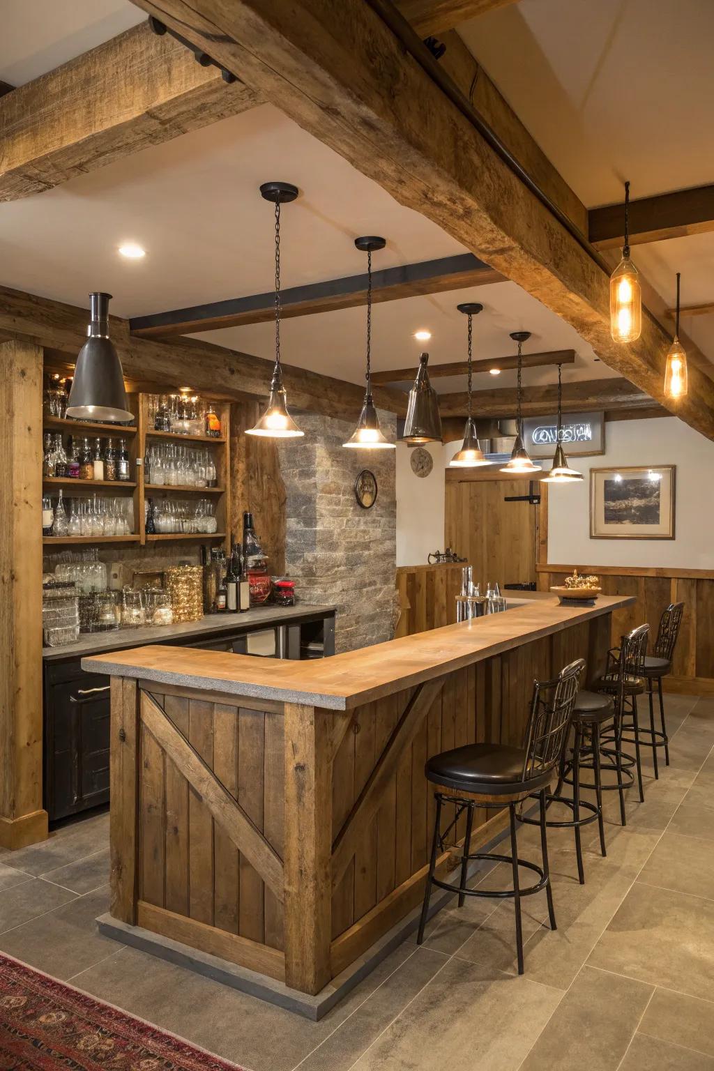 Rustic wood elements add warmth and charm.