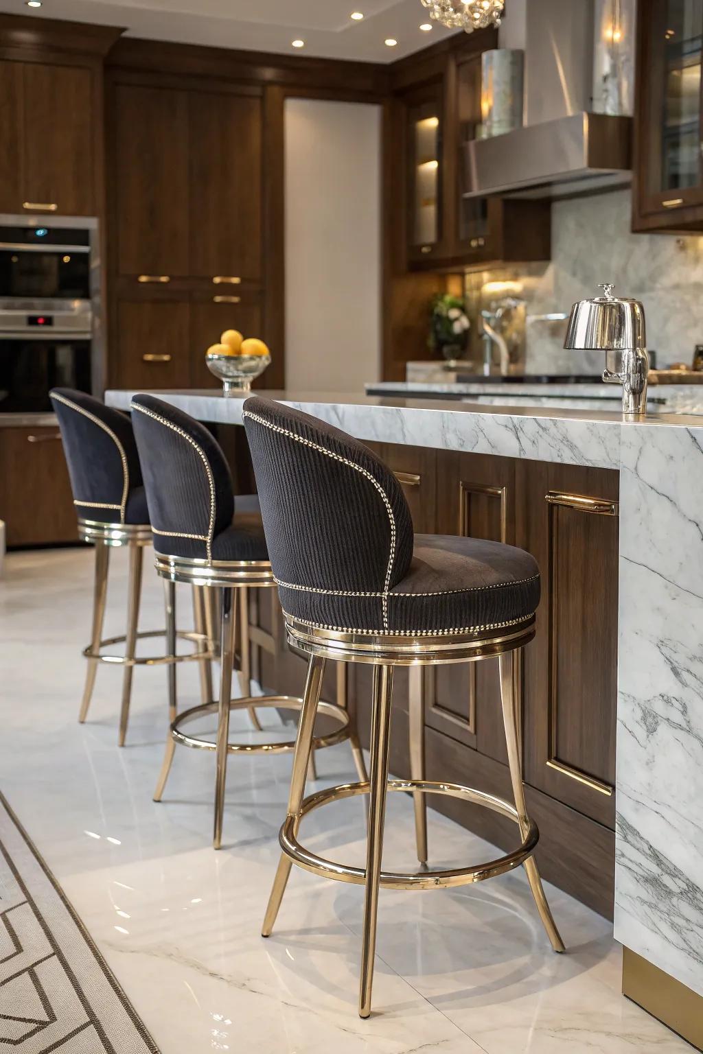 Metallic accents adding glamour.