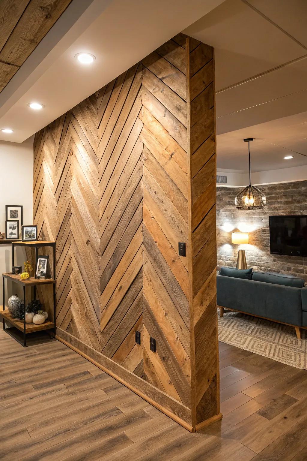 Transform a space using creatively angled wood.