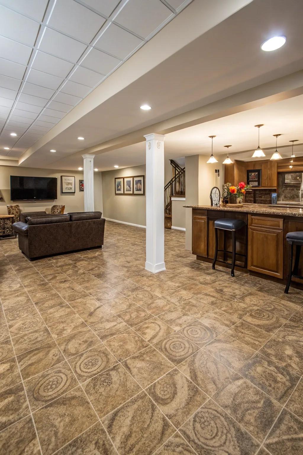Layered film is a budget-friendly yet stylish flooring choice.