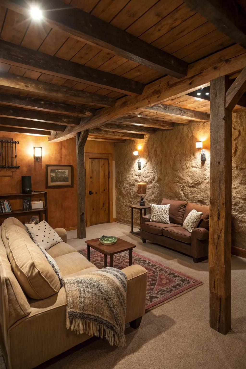 Walls of natural brown make a warm and welcoming mood.