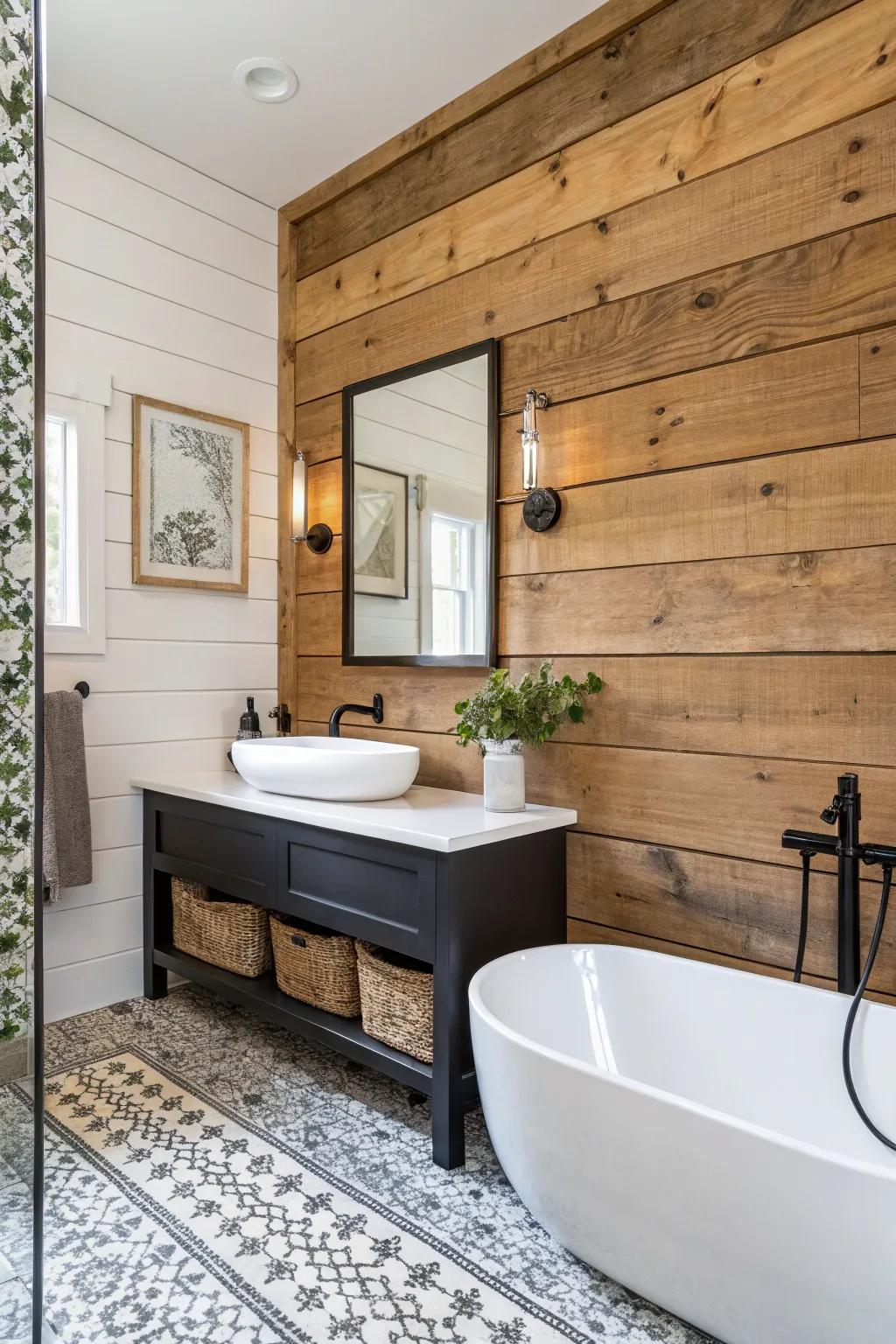 Wood accents combine traditional and contemporary styles.
