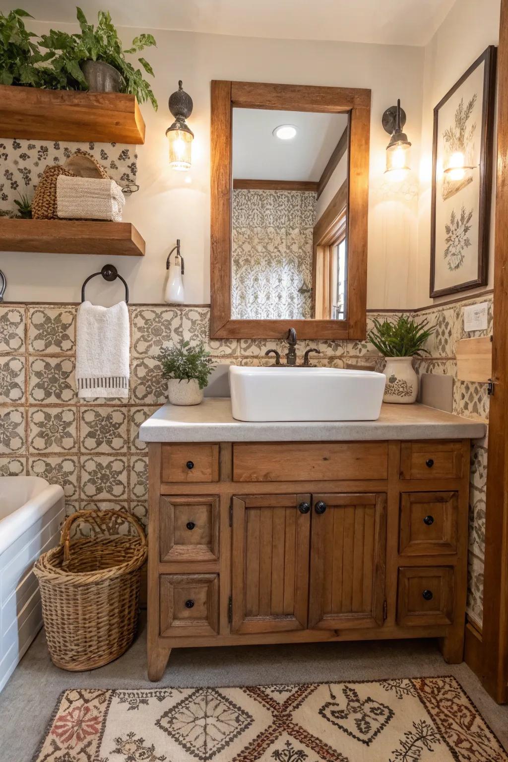 Rustic charm with a farmhouse sink style.