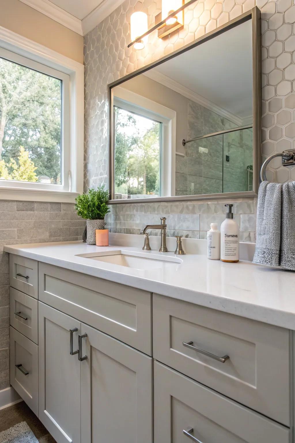 Matte finish tiles offer minimalist sophistication.