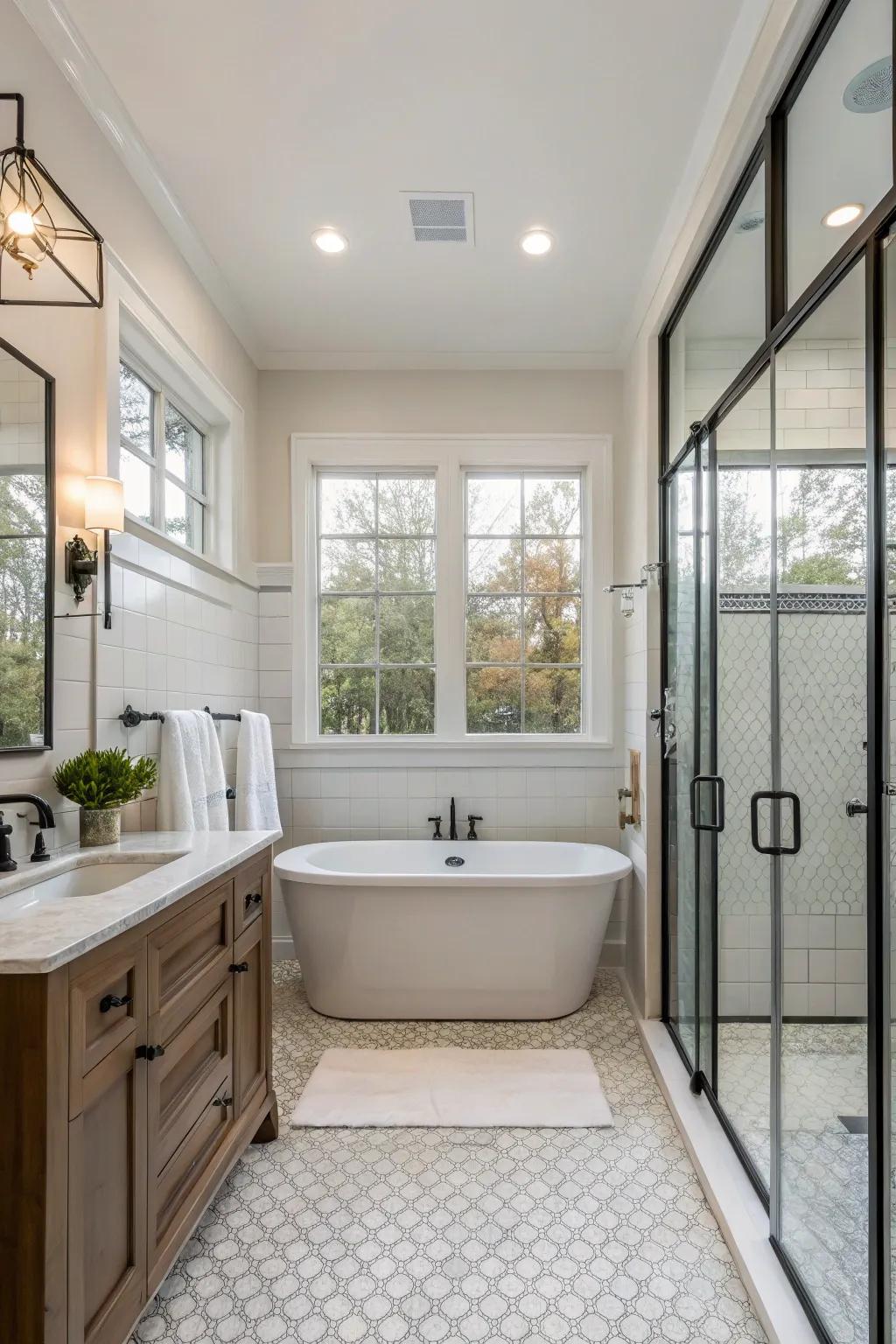 Innovative design featuring a tub inside the shower space.