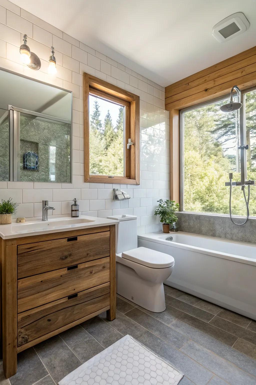 Environmentally sound choices make a balanced and sustainable bath space.
