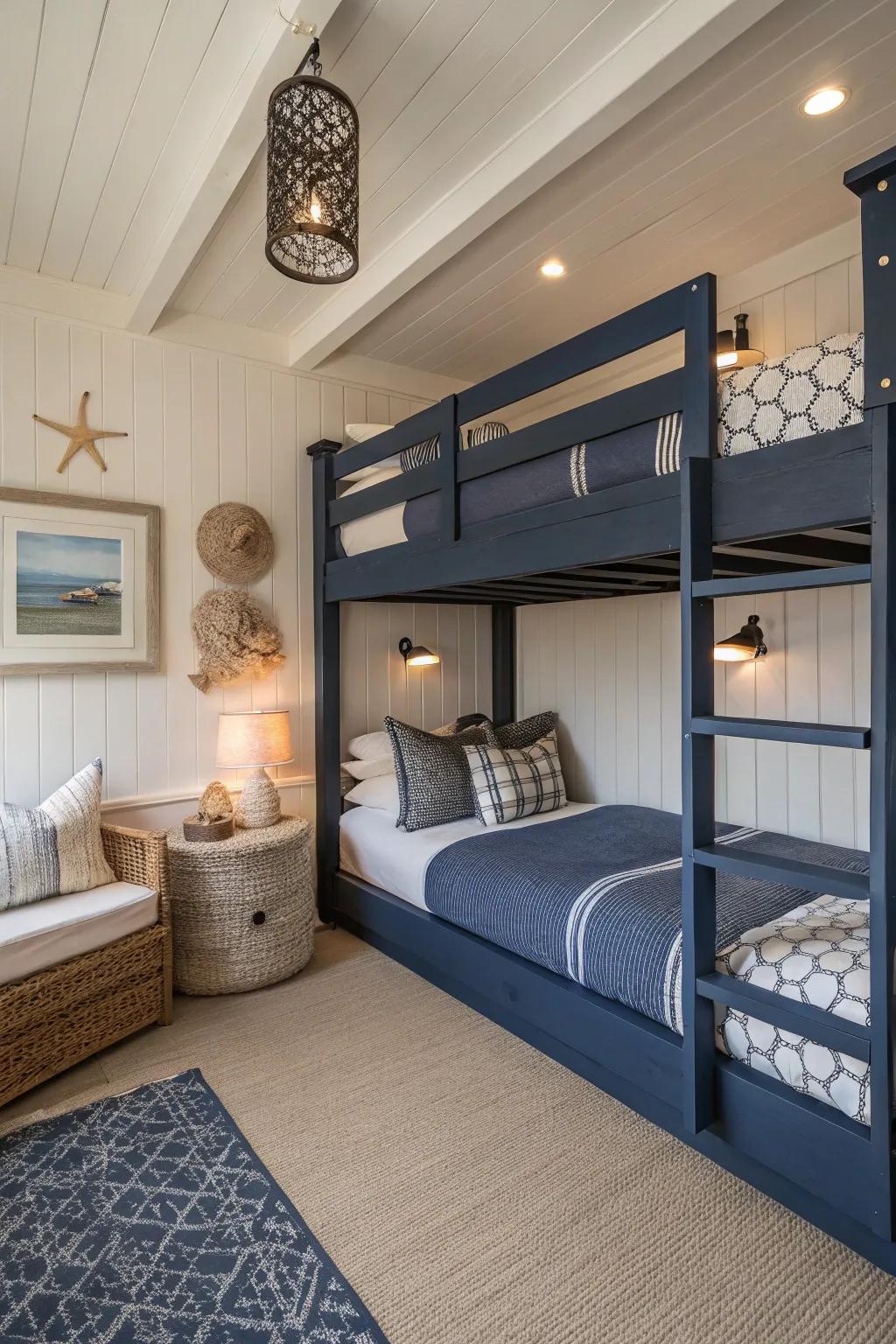 Embrace simplicity with minimalist azure floor bunks.