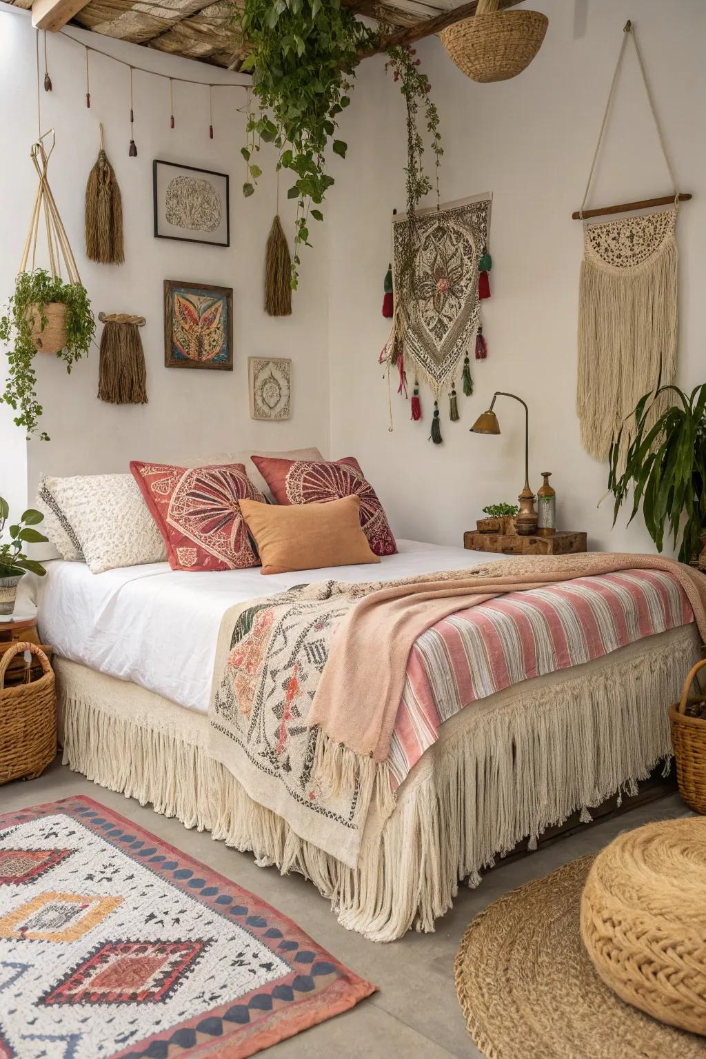 Tassel details contribute a playful and relaxed touch.