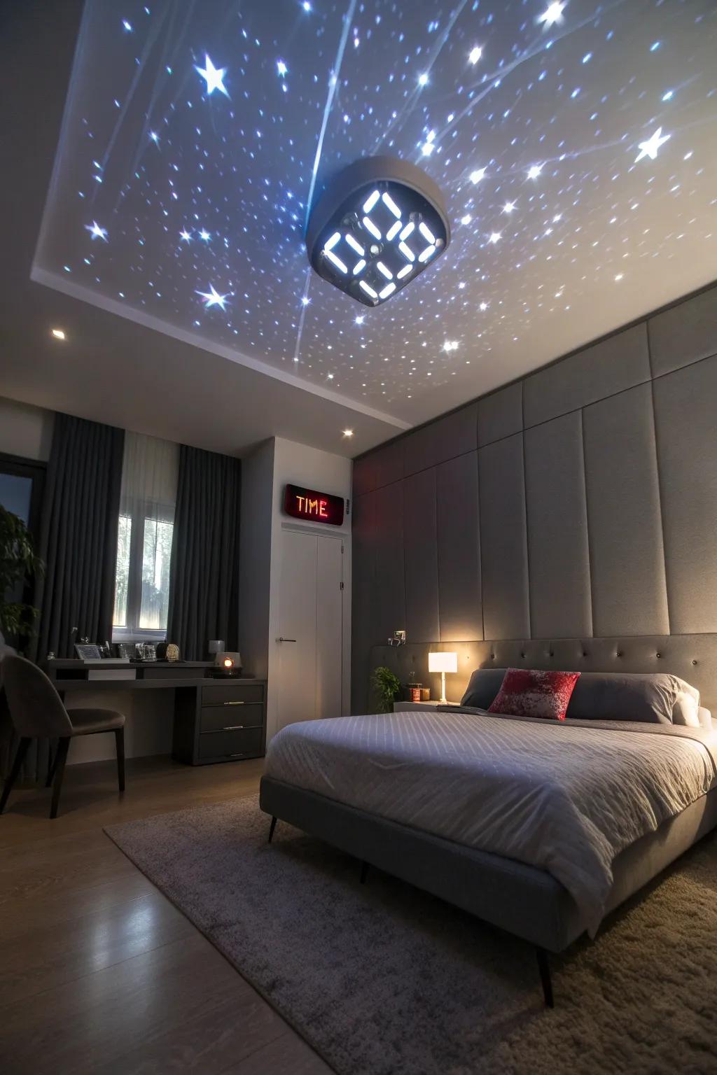 Add a contemporary flair with a futuristic projector clock.
