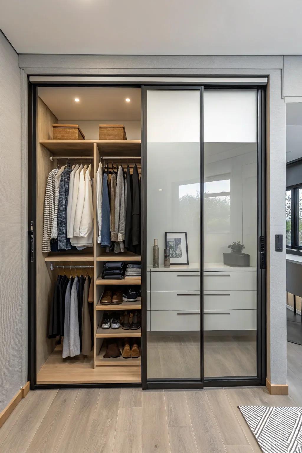 Sliding doors provide a modern and space-saving option.