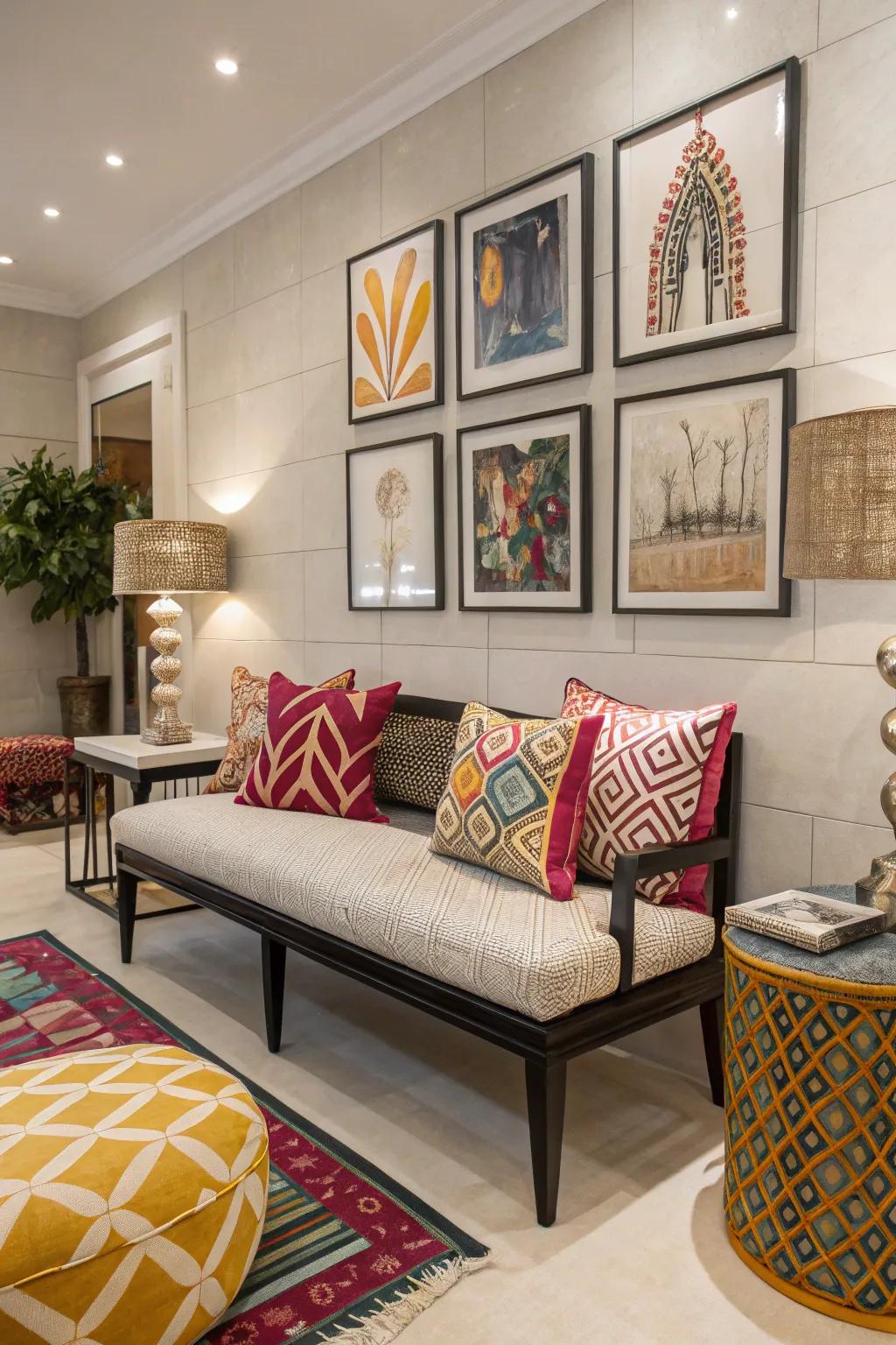 Geometric patterns establish a striking focal point on your bench.
