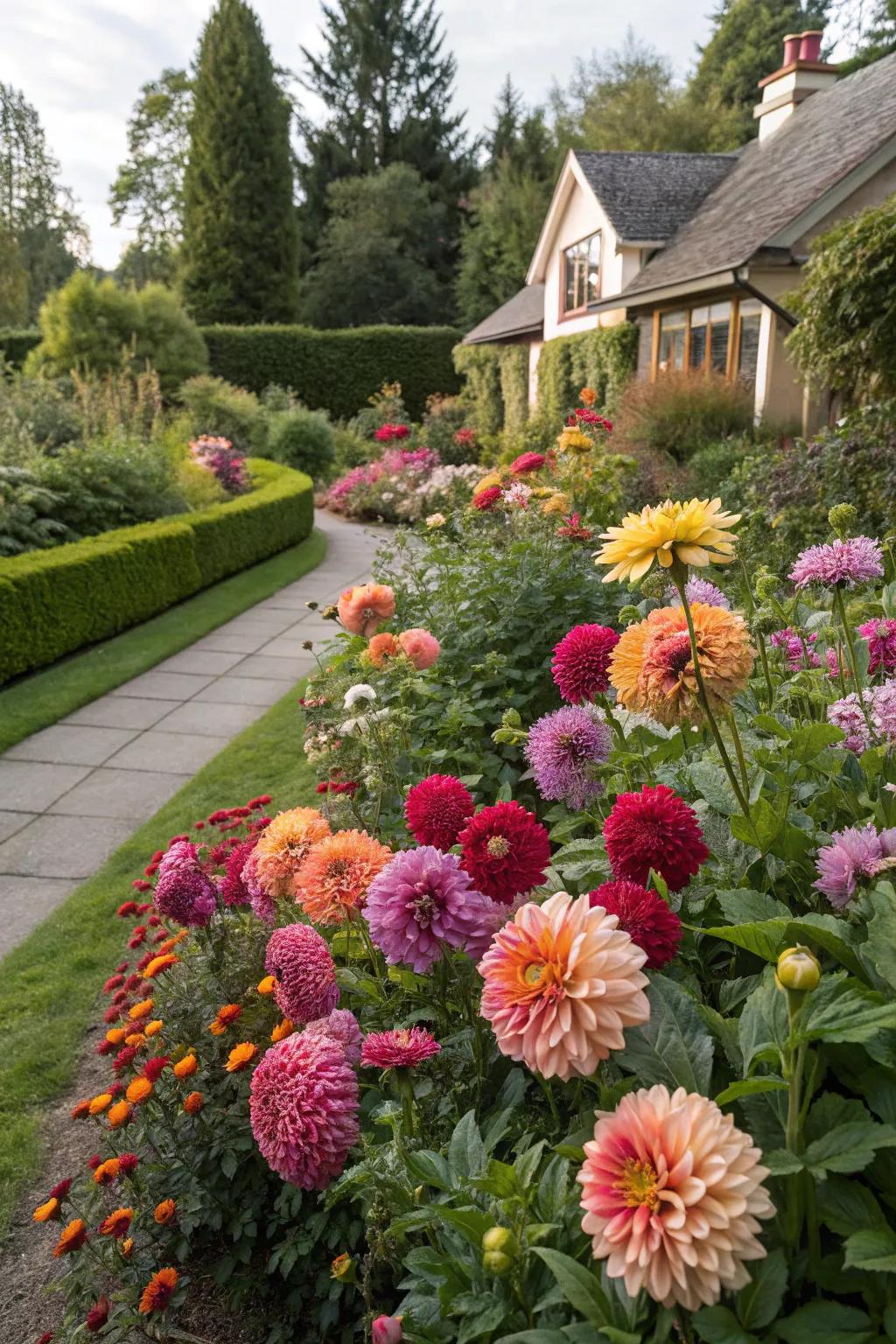 Dahlias contribute spectacular flair and vibrant hues to any setting.