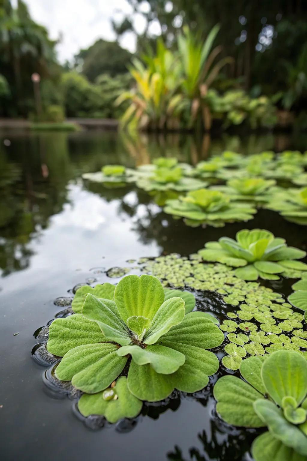 Pond greens provide natural purification and a lush appearance to the pond.