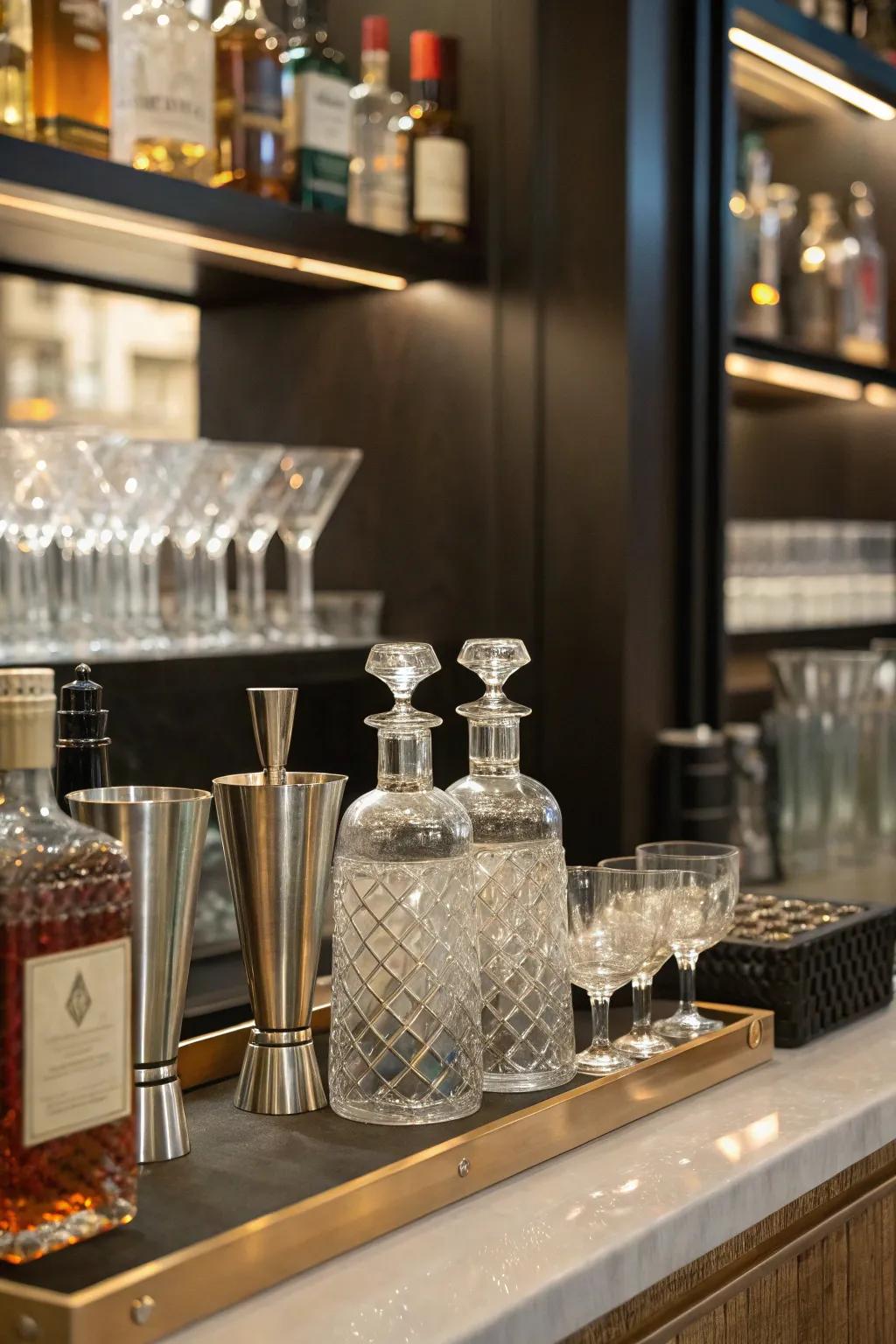 Craft perfect cocktails with a sophisticated spirits shelf.