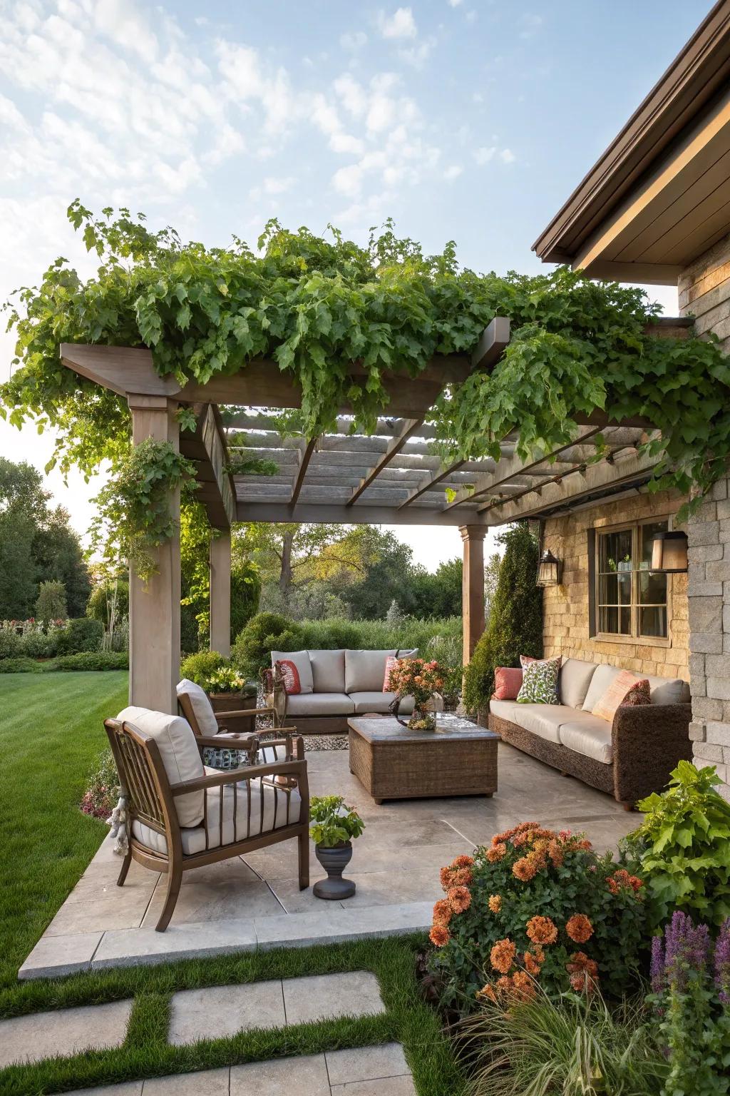 Build a comfortable outdoor lounge spot for relaxation.