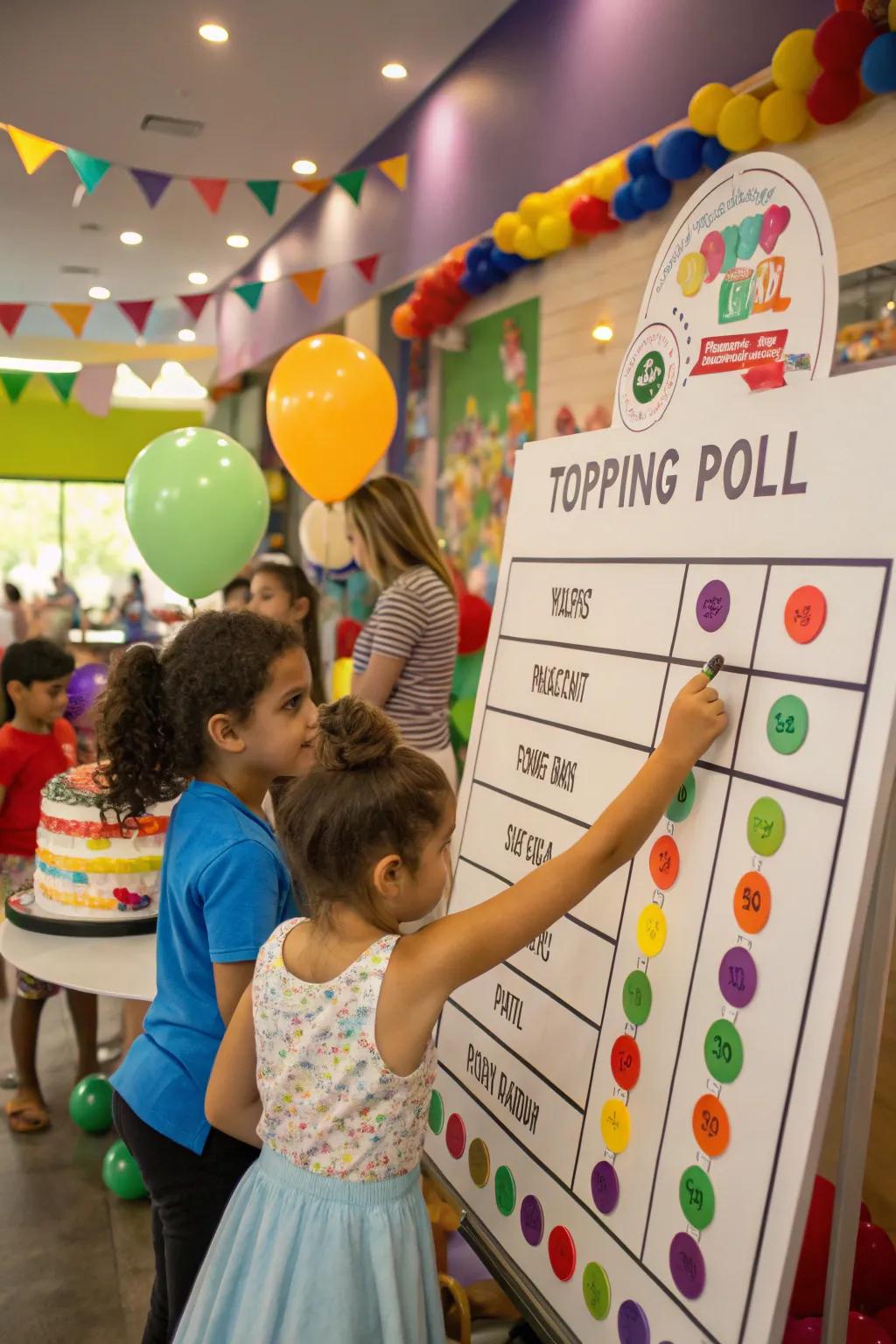 An interactive topping vote involves guests in an enjoyable way.
