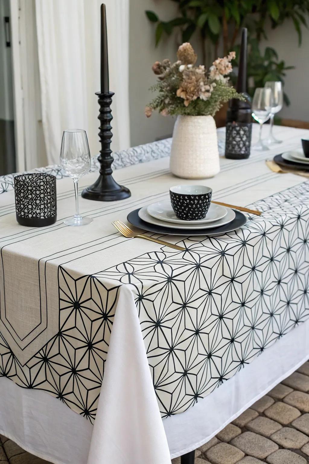 Geometric designs add a contemporary style to the classic theme.