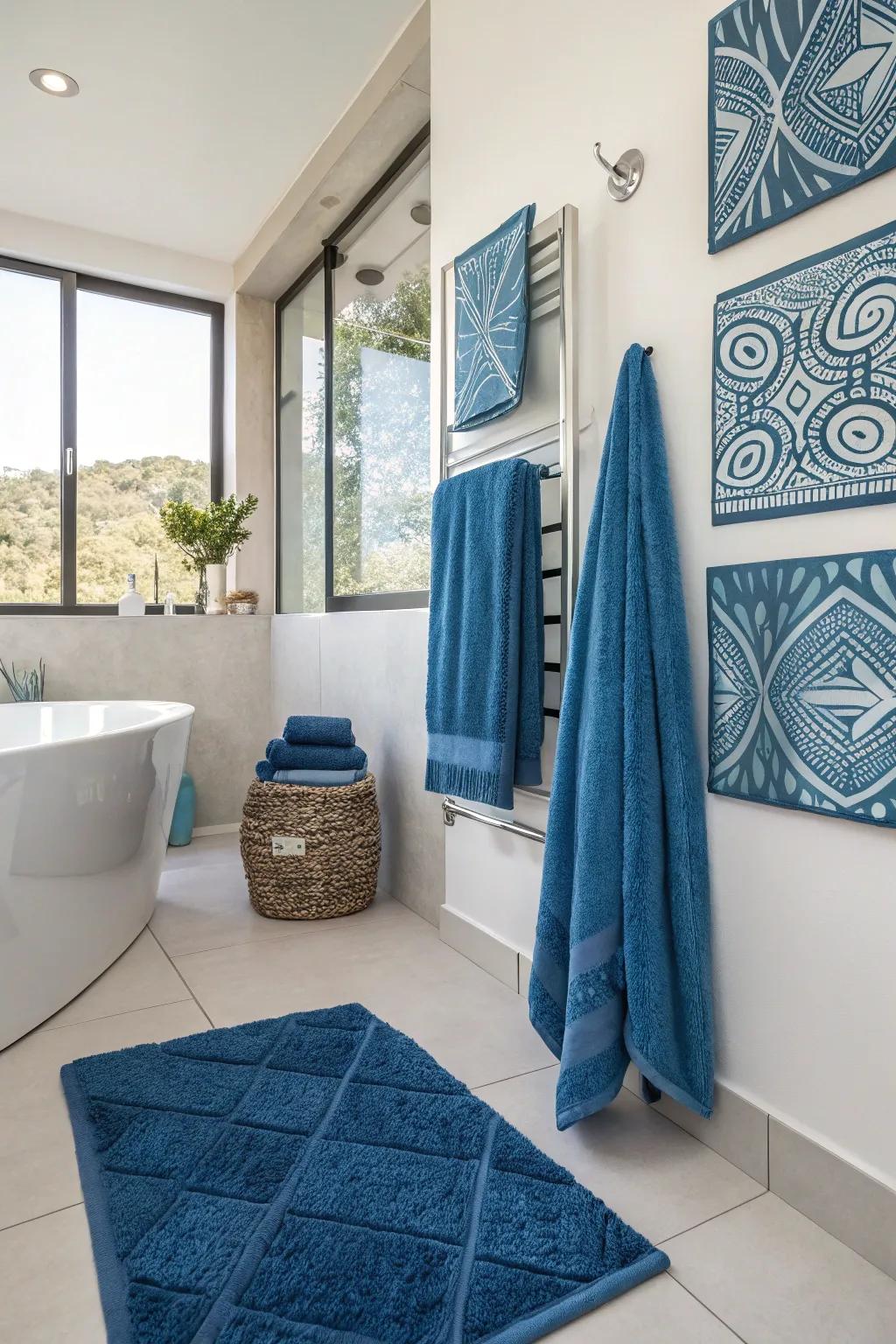 Modern blue accents inject freshness and vitality.