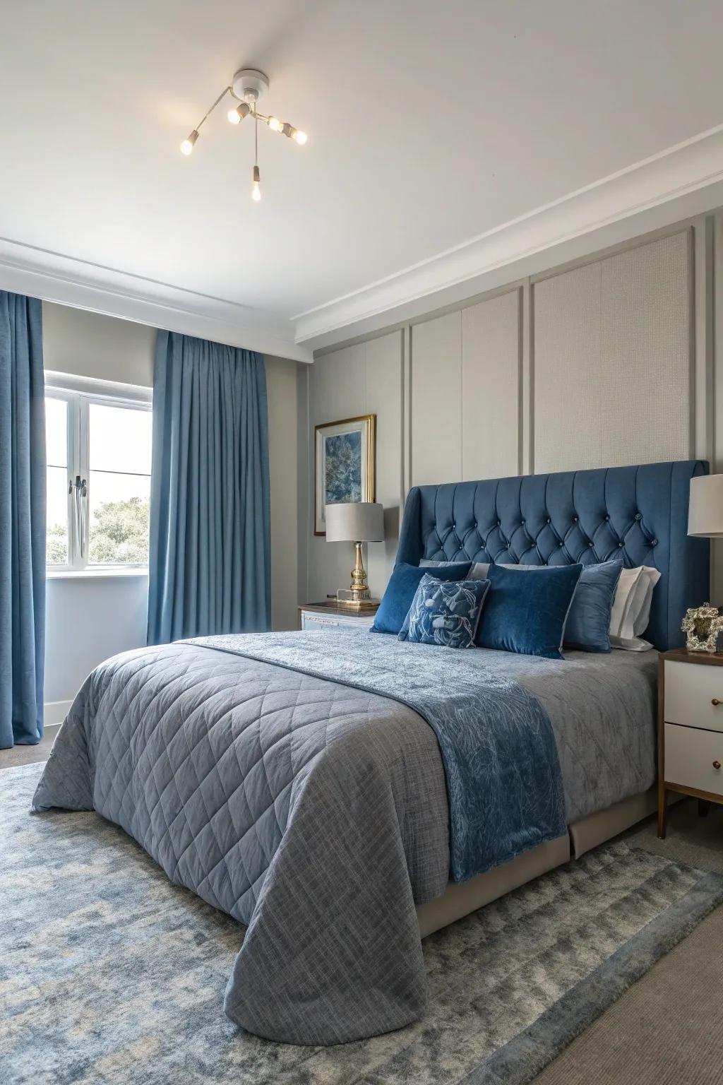 Azure and stone create a chic and soothing retreat.