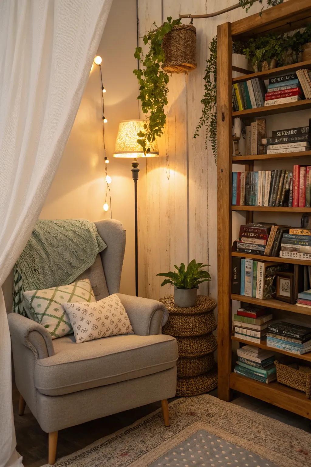 A snug corner nook optimizing limited spaces.