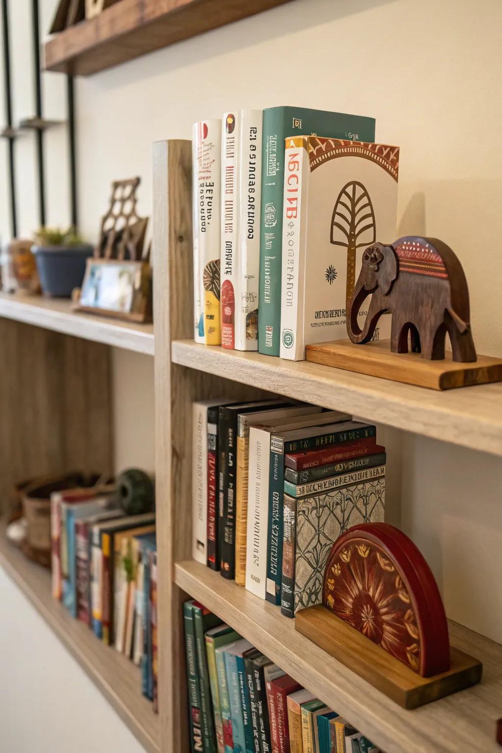 Artistic bookends provide both flair and function.