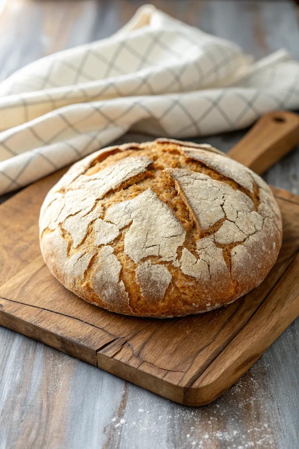 Artisan sourdough bread, offering a tangy delight suitable for any occasion.