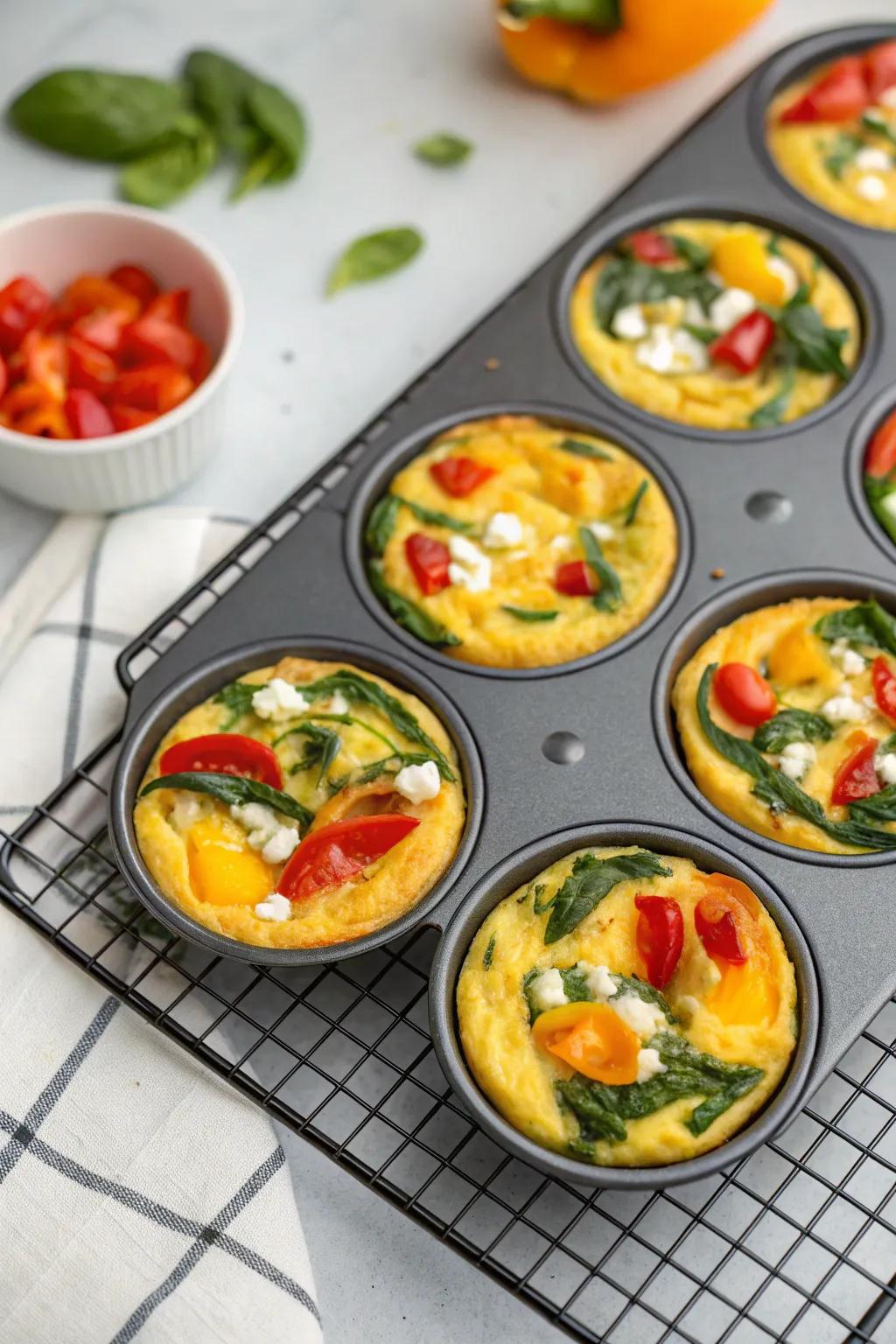 Mini frittatas baked to perfection for a quick breakfast.